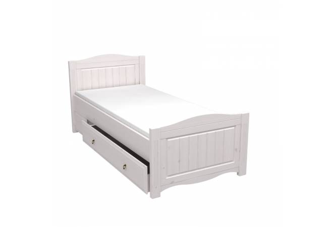 Кровать Милано с выкатным ящиком 90х200 белый воск от салона мебели Альянс