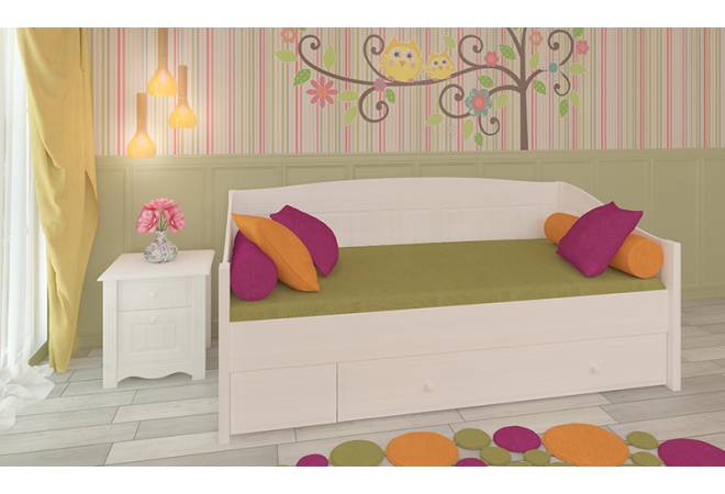 Кровать-диван Милано с выкатным ящиком 90х200 белый воск от салона мебели Альянс