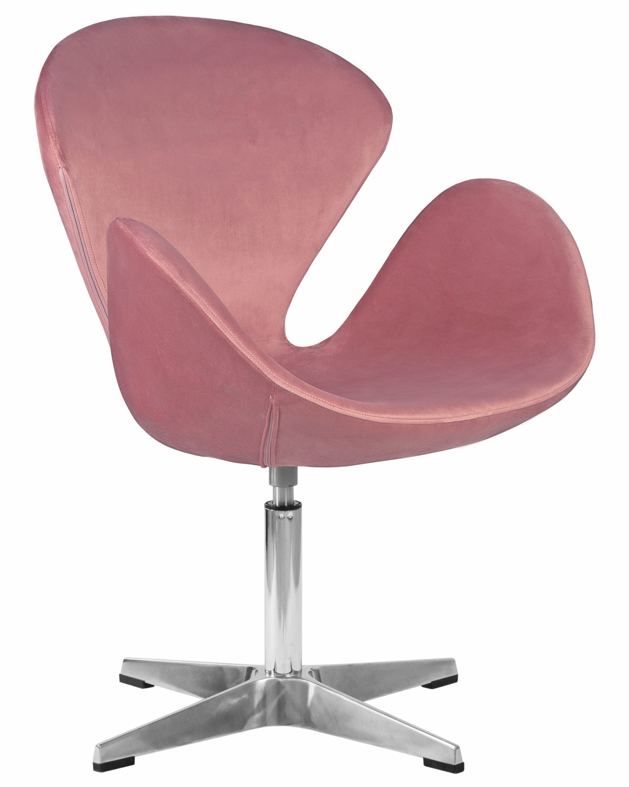 Кресло дизайнерское DOBRIN SWAN (розовый велюр BLUVEL52, алюминиевое основание)