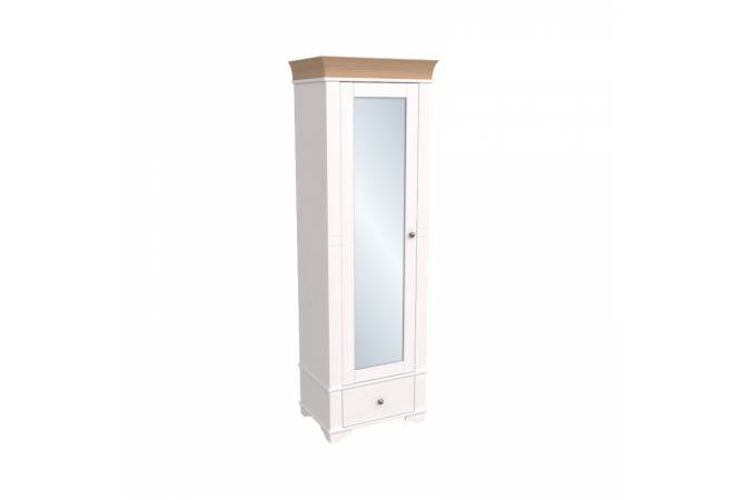 Шкаф 1-дверный с зеркалом Бейли белый воск/антик от салона мебели Альянс
