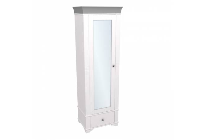 Шкаф 1-дверный с зеркалом Бейли белый воск/антрацит от салона мебели Альянс