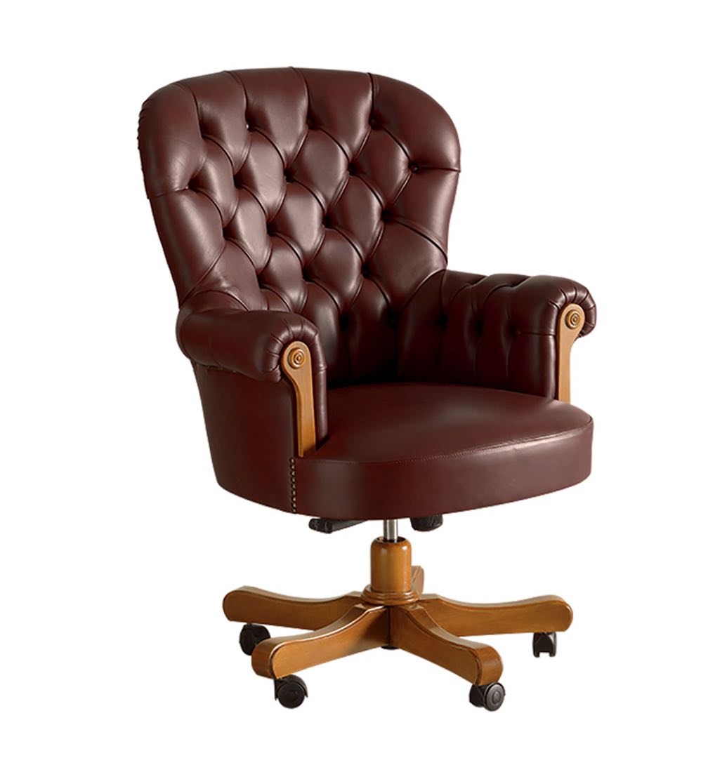 Повототное президентское кресло с обивкой капитоне от салона мебели Альянс