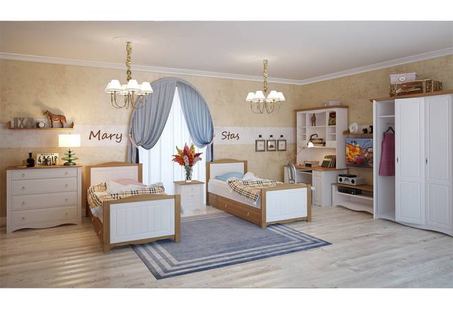 Кровать Милано без ящика 90х200 белый воск/антик от салона мебели Альянс
