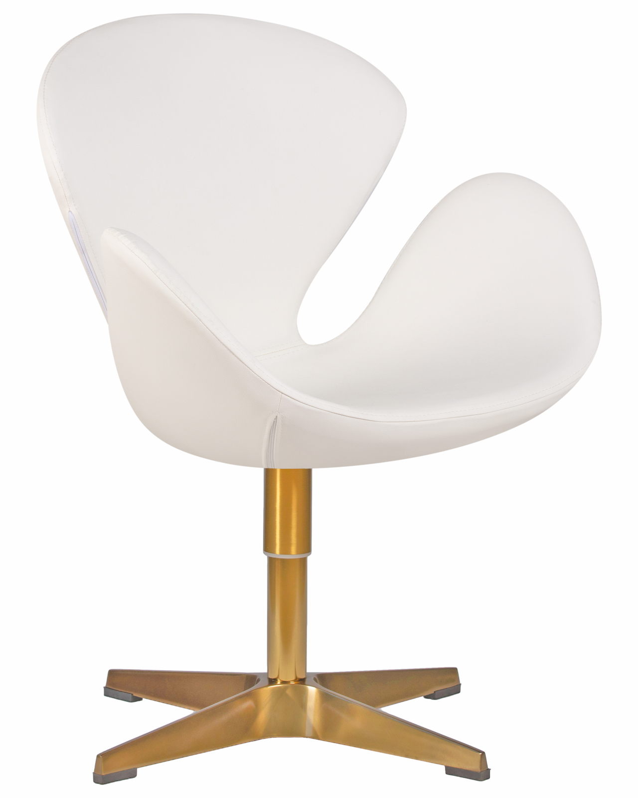 Кресло дизайнерское DOBRIN SWAN (белый кожзам P23, золотое основание)