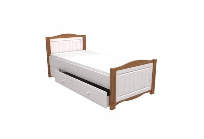 Кровать Милано с выкатным ящиком 90х200 белый воск/антик (ящик белый) от салона мебели Альянс
